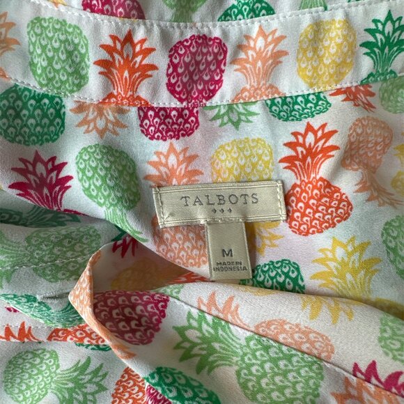 Talbots Medium Pineapple Multicolor Sleeveless Button Blouse - Picture 3 of 5